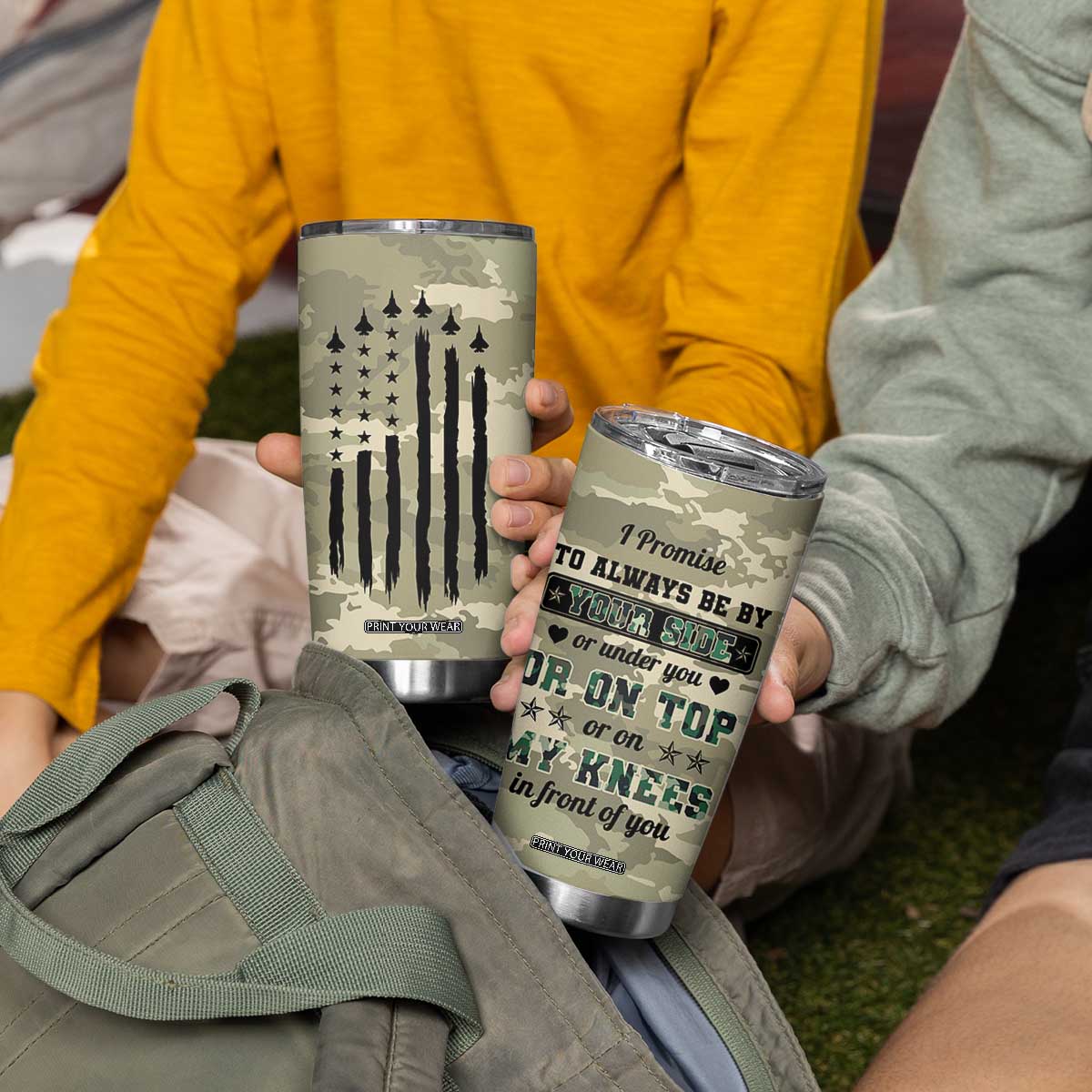 Anniversary Gift For Men Tumbler Cup I Promise To Always Be By Your Side Camo Valentines Day TB10 Print Your Wear