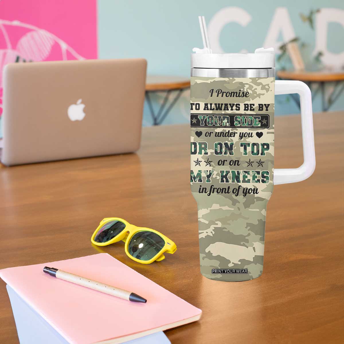 Anniversary Gift For Men Tumbler With Handle I Promise To Always Be By Your Side Camo Valentines Day TB10 Print Your Wear