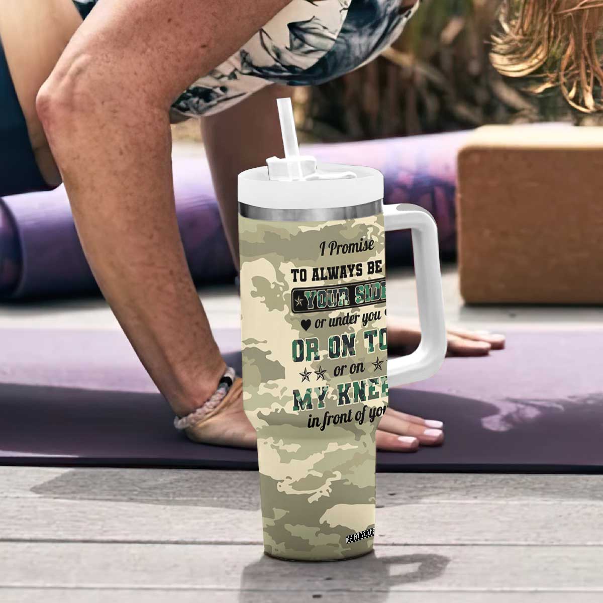 Anniversary Gift For Men Tumbler With Handle I Promise To Always Be By Your Side Camo Valentines Day TB10 Print Your Wear