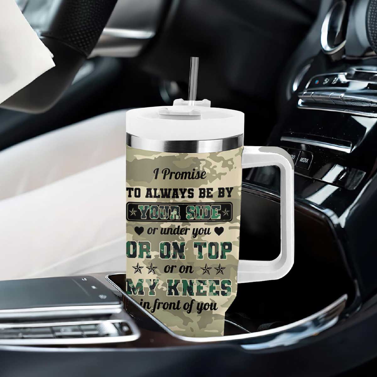 Anniversary Gift For Men Tumbler With Handle I Promise To Always Be By Your Side Camo Valentines Day TB10 Print Your Wear