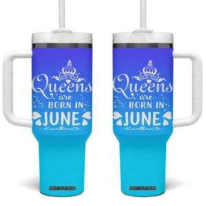 June Birthday Gifts For Women Tumbler With Handle Queens Are Born In June TB10 One Size: 40 oz Blue Print Your Wear