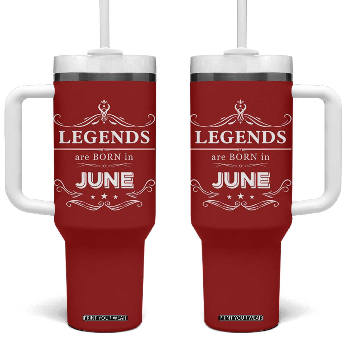 June Birthday Gifts Tumbler With Handle Legends Are Born In June TB10 One Size: 40 oz Red Print Your Wear