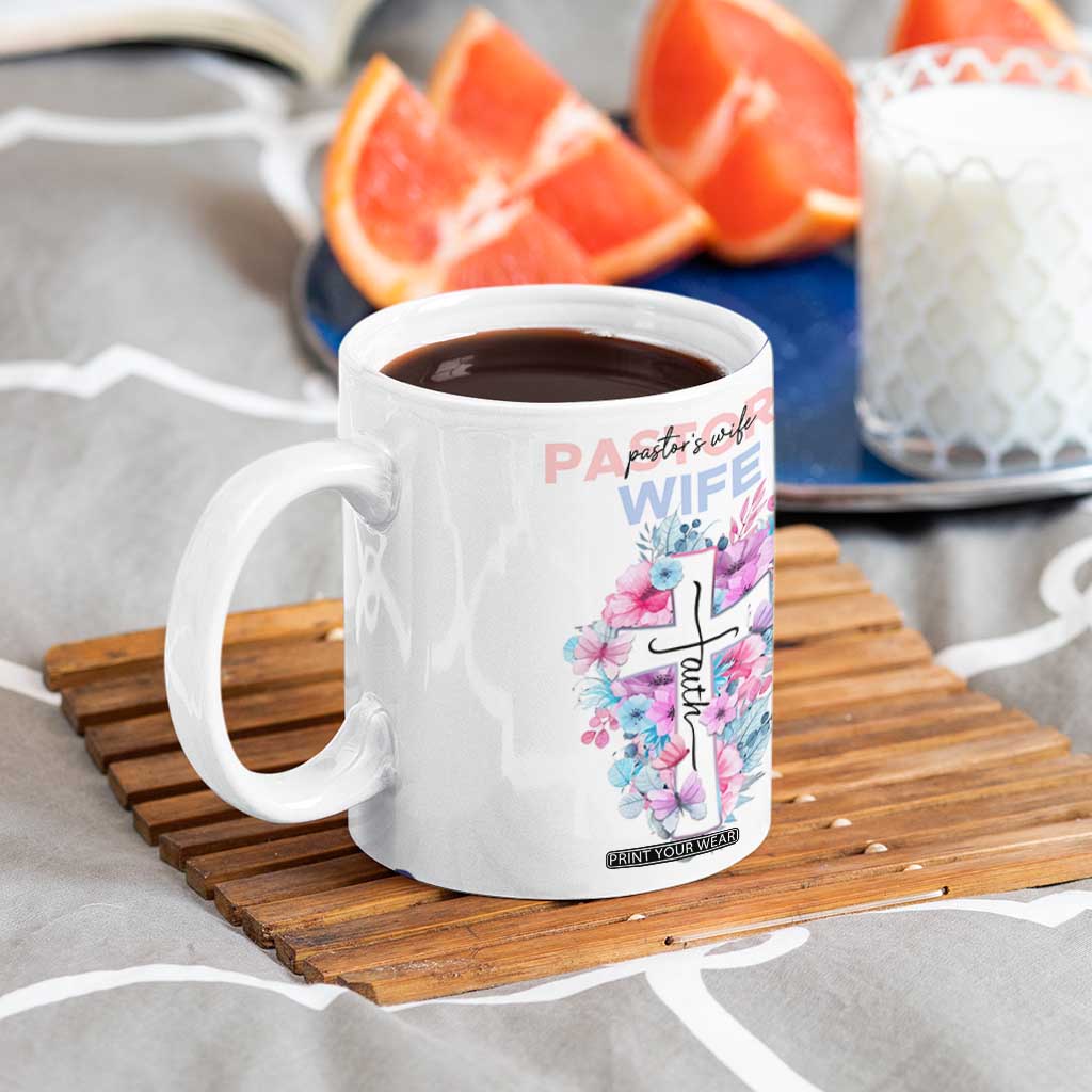 Gifts For Pastor Wife Coffee Mug Pastors Wives Flower Cross Christian Gifts For Women TB10 Print Your Wear