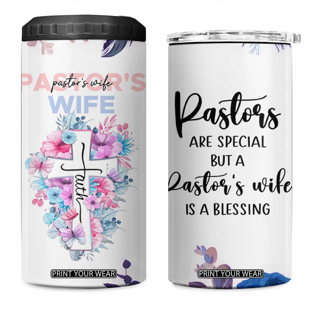 Gifts For Pastor Wife 4 in 1 Can Cooler Tumbler Pastors Wives Flower Cross Christian Gifts For Women TB10 One Size: 16 oz White Print Your Wear