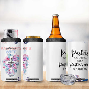 Gifts For Pastor Wife 4 in 1 Can Cooler Tumbler Pastors Wives Flower Cross Christian Gifts For Women TB10 Print Your Wear