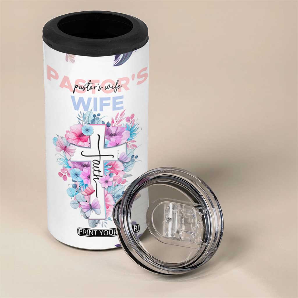 Gifts For Pastor Wife 4 in 1 Can Cooler Tumbler Pastors Wives Flower Cross Christian Gifts For Women TB10 Print Your Wear