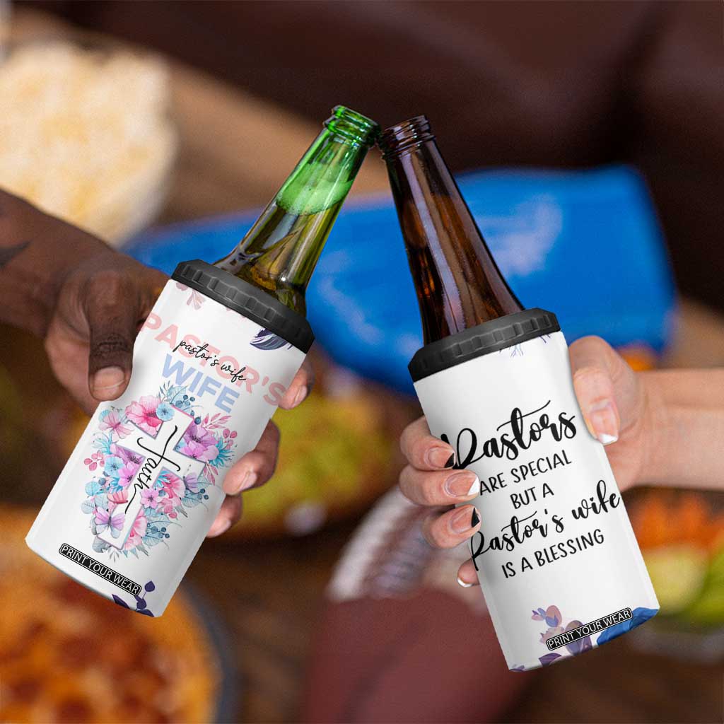 Gifts For Pastor Wife 4 in 1 Can Cooler Tumbler Pastors Wives Flower Cross Christian Gifts For Women TB10 Print Your Wear