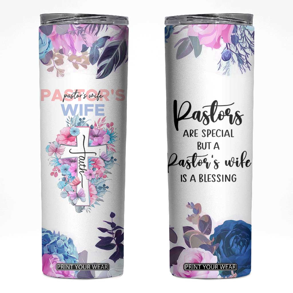 Gifts For Pastor Wife Skinny Tumbler Pastors Wives Flower Cross Christian Gifts For Women TB10 White Print Your Wear