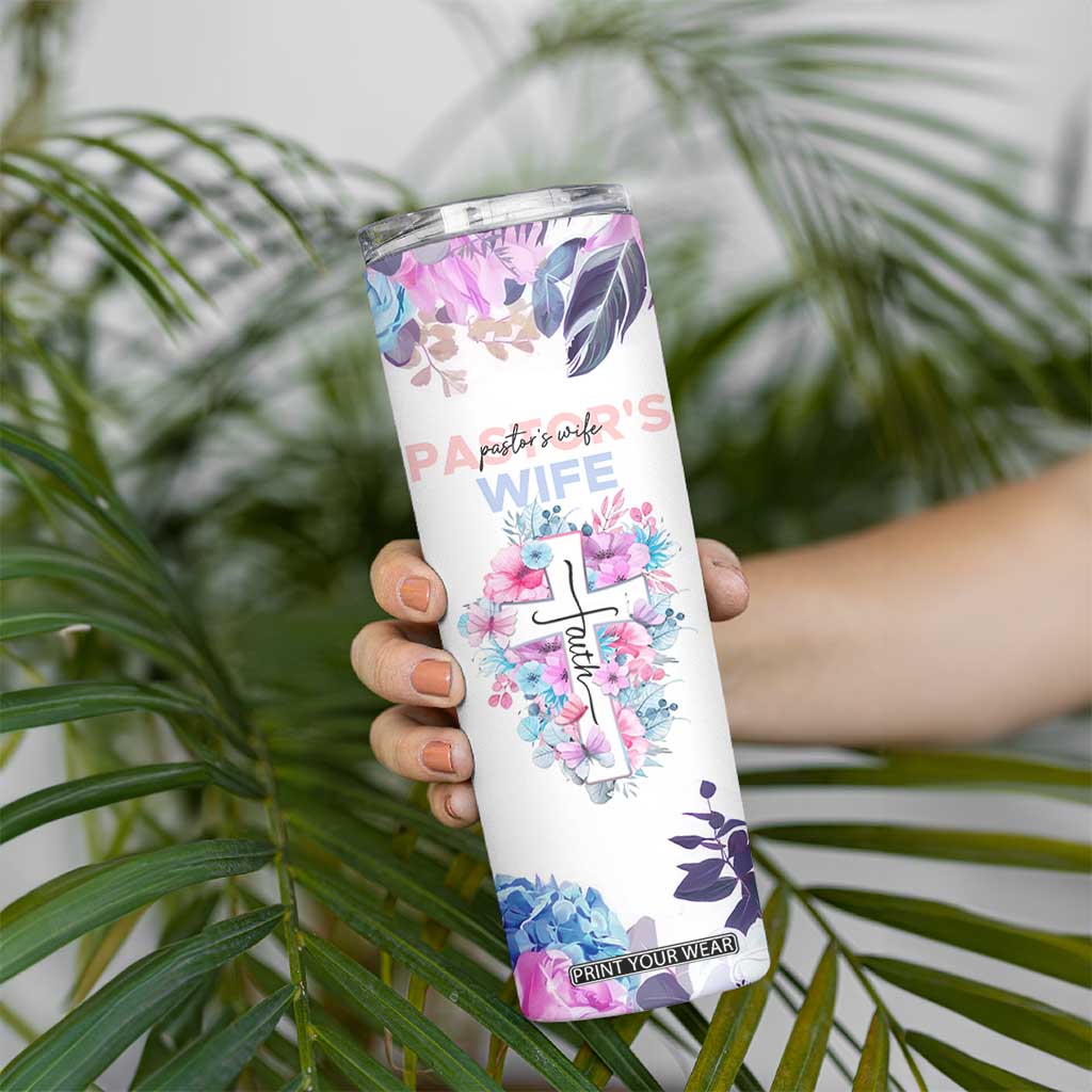 Gifts For Pastor Wife Skinny Tumbler Pastors Wives Flower Cross Christian Gifts For Women TB10 Print Your Wear