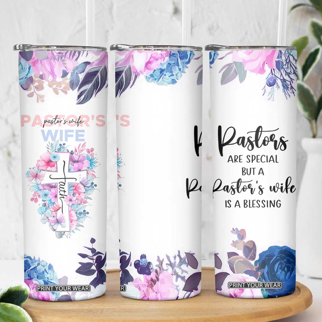 Gifts For Pastor Wife Skinny Tumbler Pastors Wives Flower Cross Christian Gifts For Women TB10 Print Your Wear