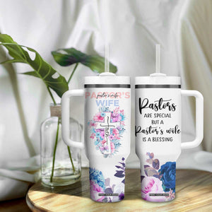 Gifts For Pastor Wife Tumbler With Handle Pastors Wives Flower Cross Christian Gifts For Women TB10 Print Your Wear
