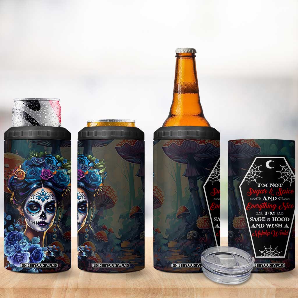 Sugar Skull 4 in 1 Can Cooler Tumbler Sugar And Spice Gift For Women Girls TB10 Print Your Wear