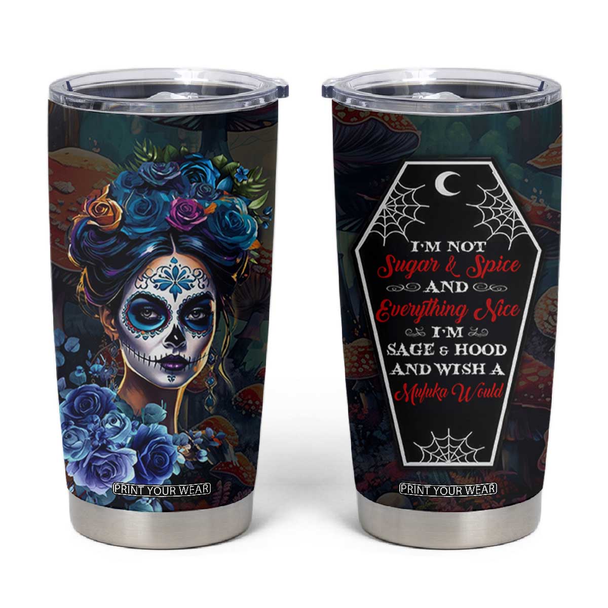 Sugar Skull Tumbler Cup Sugar And Spice Gift For Women Girls TB10 Multicolor Print Your Wear