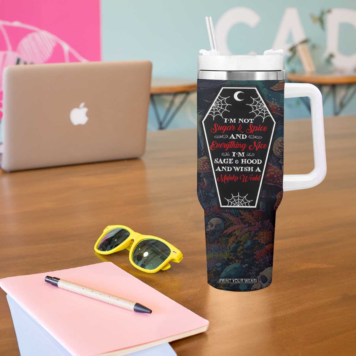 Sugar Skull Tumbler With Handle Sugar And Spice Gift For Women Girls TB10 Print Your Wear
