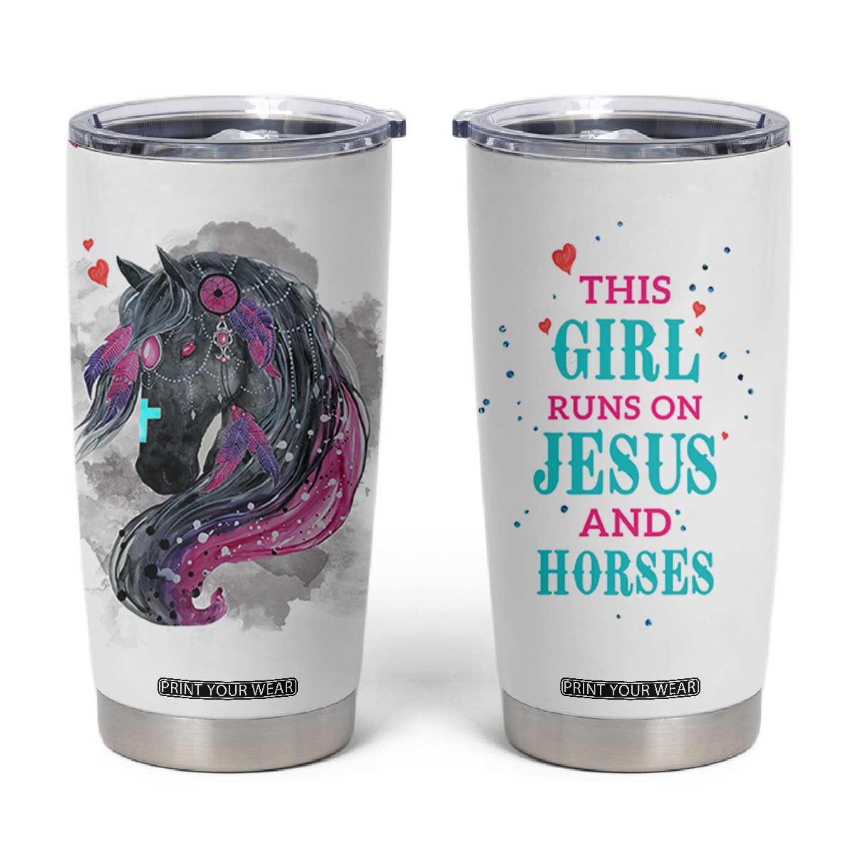 Christian Gifts For Horse Lover Tumbler Cup Horse Gifts For Girls Teenage Daughter Sister Friends Bestie Niece TB10 White Print Your Wear