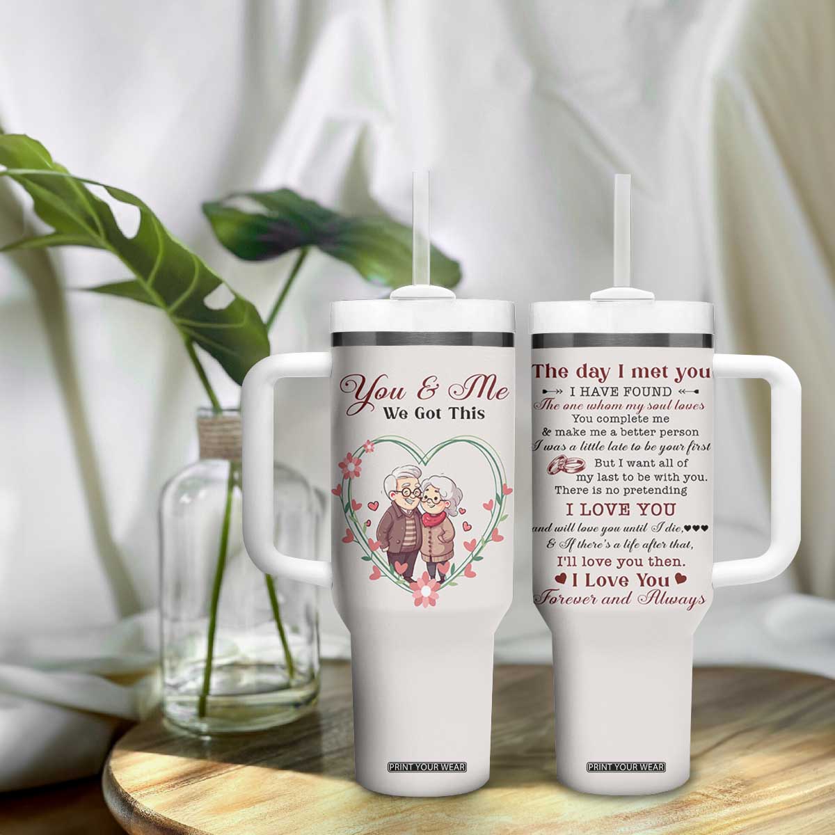 You And Me We Got This Tumbler With Handle Christmas Birthday Valentine Wedding Anniversary Gift For Wife Husband TB10 Print Your Wear