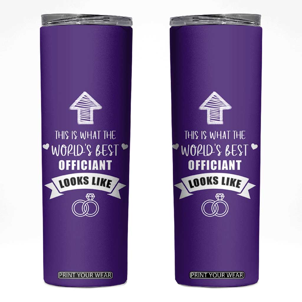 Groomsmen Proposal Gift Skinny Tumbler This Is What An Awesome Officiant Looks Like Bride Groom Thank You TB10 Purple Print Your Wear