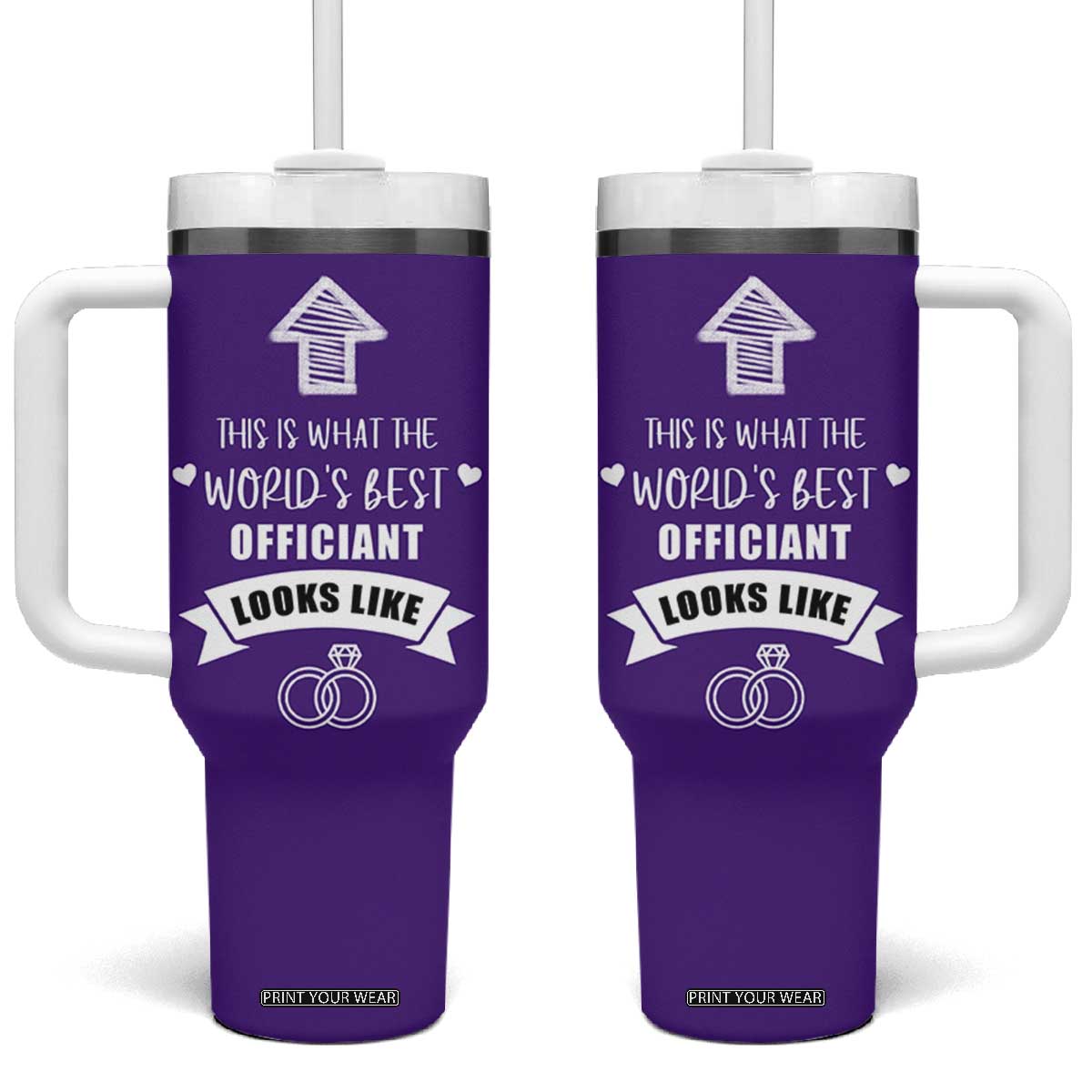 Groomsmen Proposal Gift Tumbler With Handle This Is What An Awesome Officiant Looks Like Bride Groom Thank You TB10 One Size: 40 oz Purple Print Your Wear