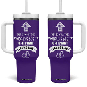 Groomsmen Proposal Gift Tumbler With Handle This Is What An Awesome Officiant Looks Like Bride Groom Thank You TB10 One Size: 40 oz Purple Print Your Wear