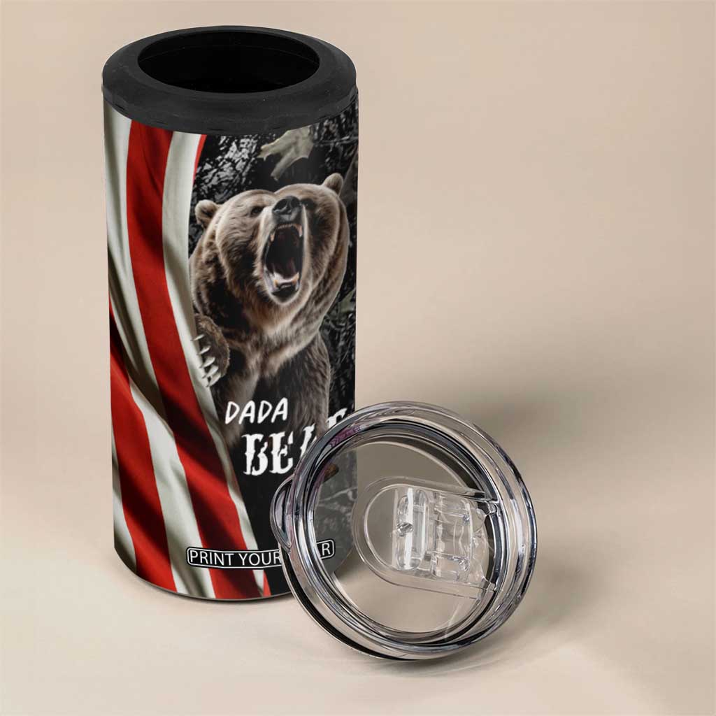 Gifts For Dad 4 in 1 Can Cooler Tumbler Dada Bear American Flag TB10 Print Your Wear