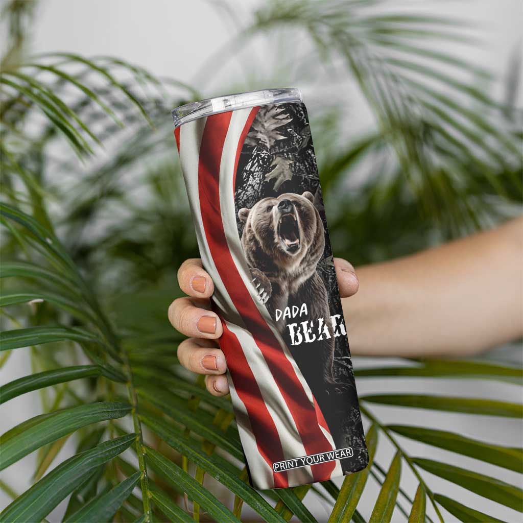 Gifts For Dad Skinny Tumbler Dada Bear American Flag TB10 Print Your Wear