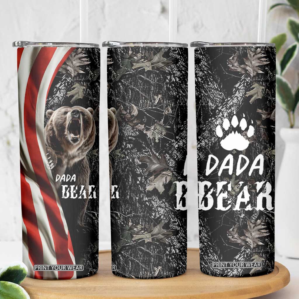 Gifts For Dad Skinny Tumbler Dada Bear American Flag TB10 Print Your Wear