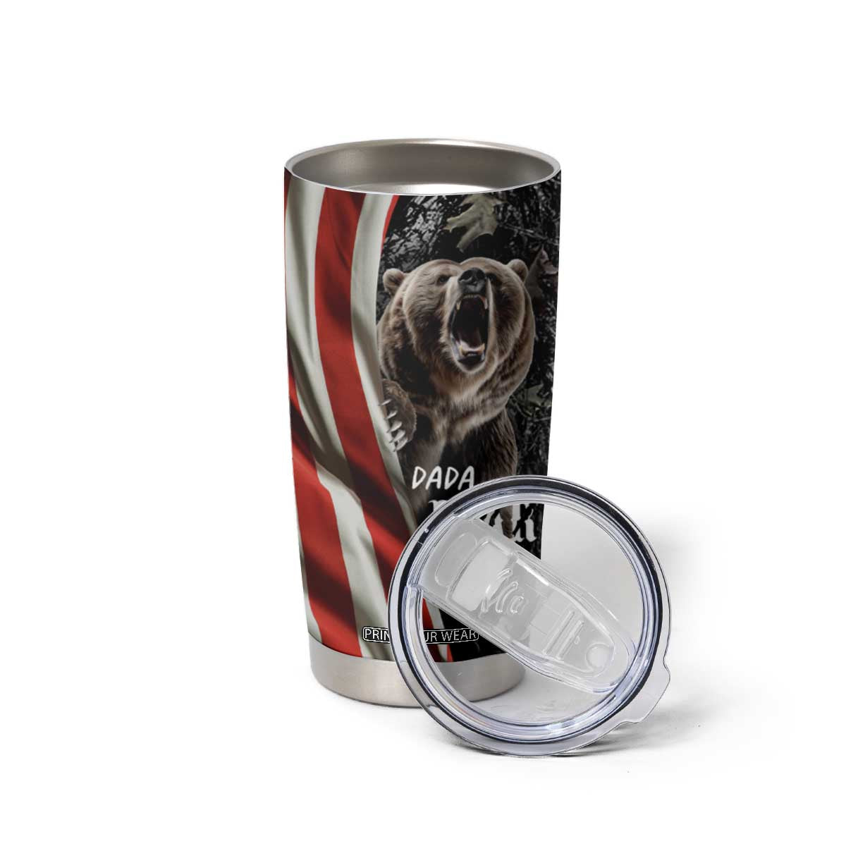 Gifts For Dad Tumbler Cup Dada Bear American Flag TB10 Print Your Wear