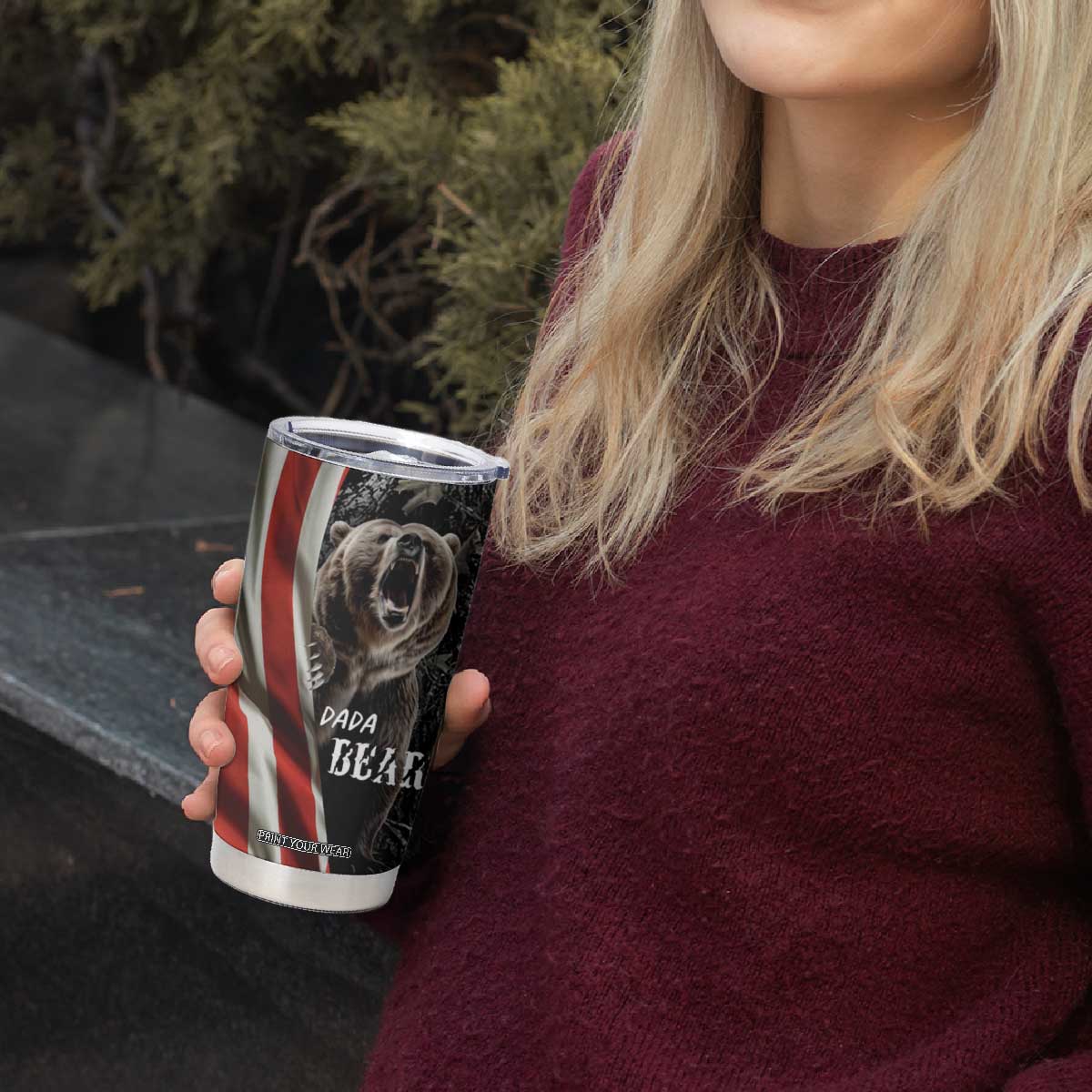 Gifts For Dad Tumbler Cup Dada Bear American Flag TB10 Print Your Wear