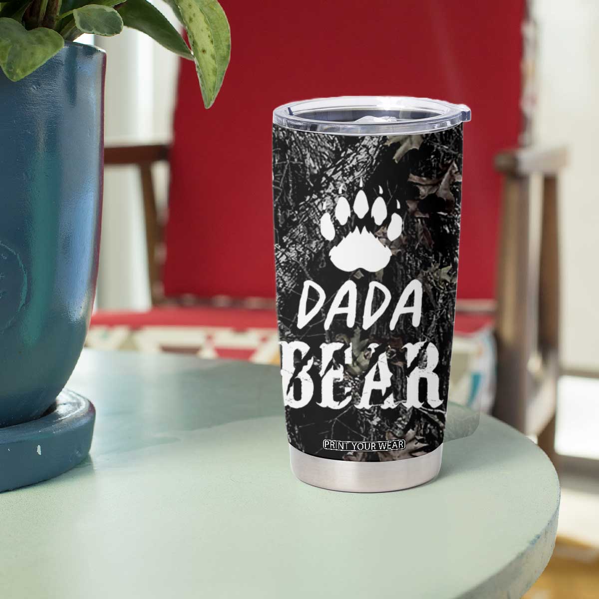 Gifts For Dad Tumbler Cup Dada Bear American Flag TB10 Print Your Wear