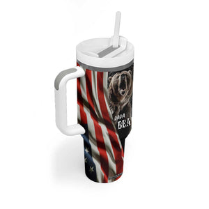 Gifts For Dad Tumbler With Handle Dada Bear American Flag TB10 Print Your Wear
