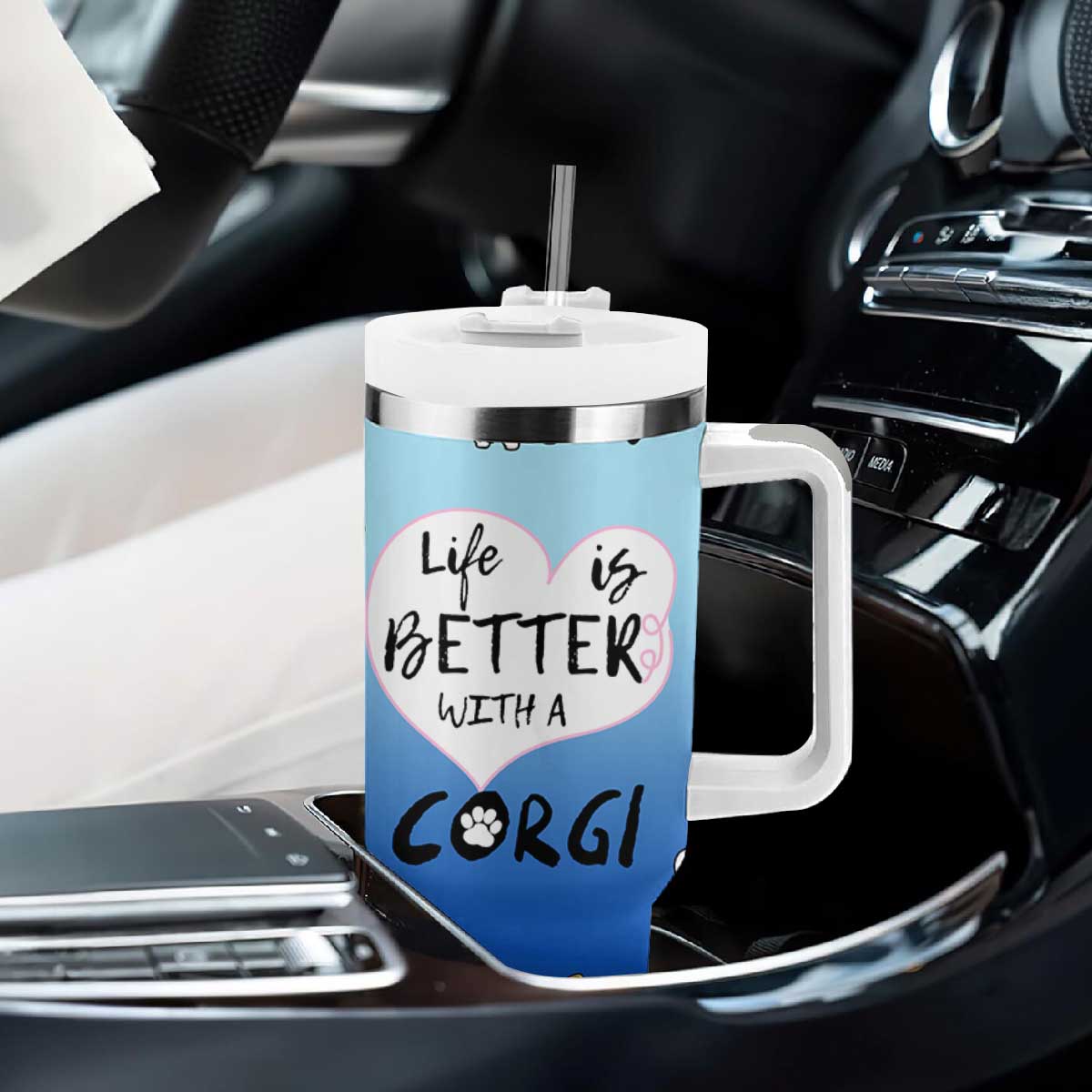Funny Corgi Tumbler With Handle Cute Dog Lovers Gift Life Is Better With Corgi TB10 Print Your Wear