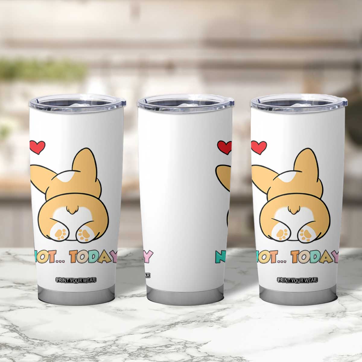 Corgi Not Today Tumbler Cup Funny Cute Dog Lovers Gift TB10 Print Your Wear