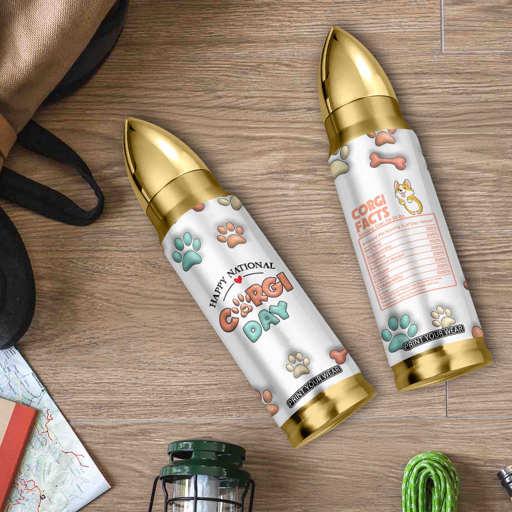 Corgi Lovers Bullet Tumbler 3D Inflated Effect Cute Dog Lovers Gift Happy National Corgi Day TB10 Print Your Wear