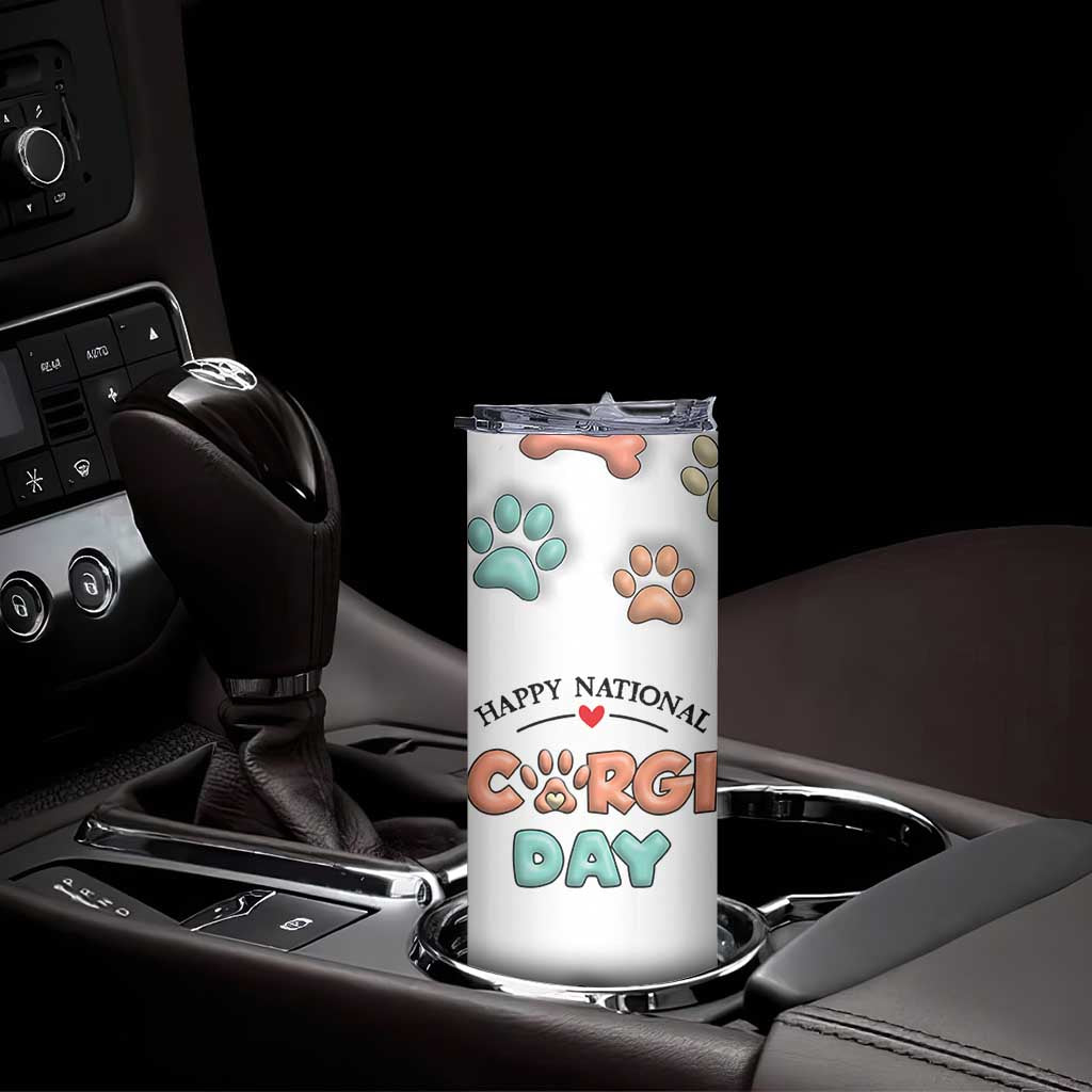 Corgi Lovers Skinny Tumbler 3D Inflated Effect Cute Dog Lovers Gift Happy National Corgi Day TB10 Print Your Wear
