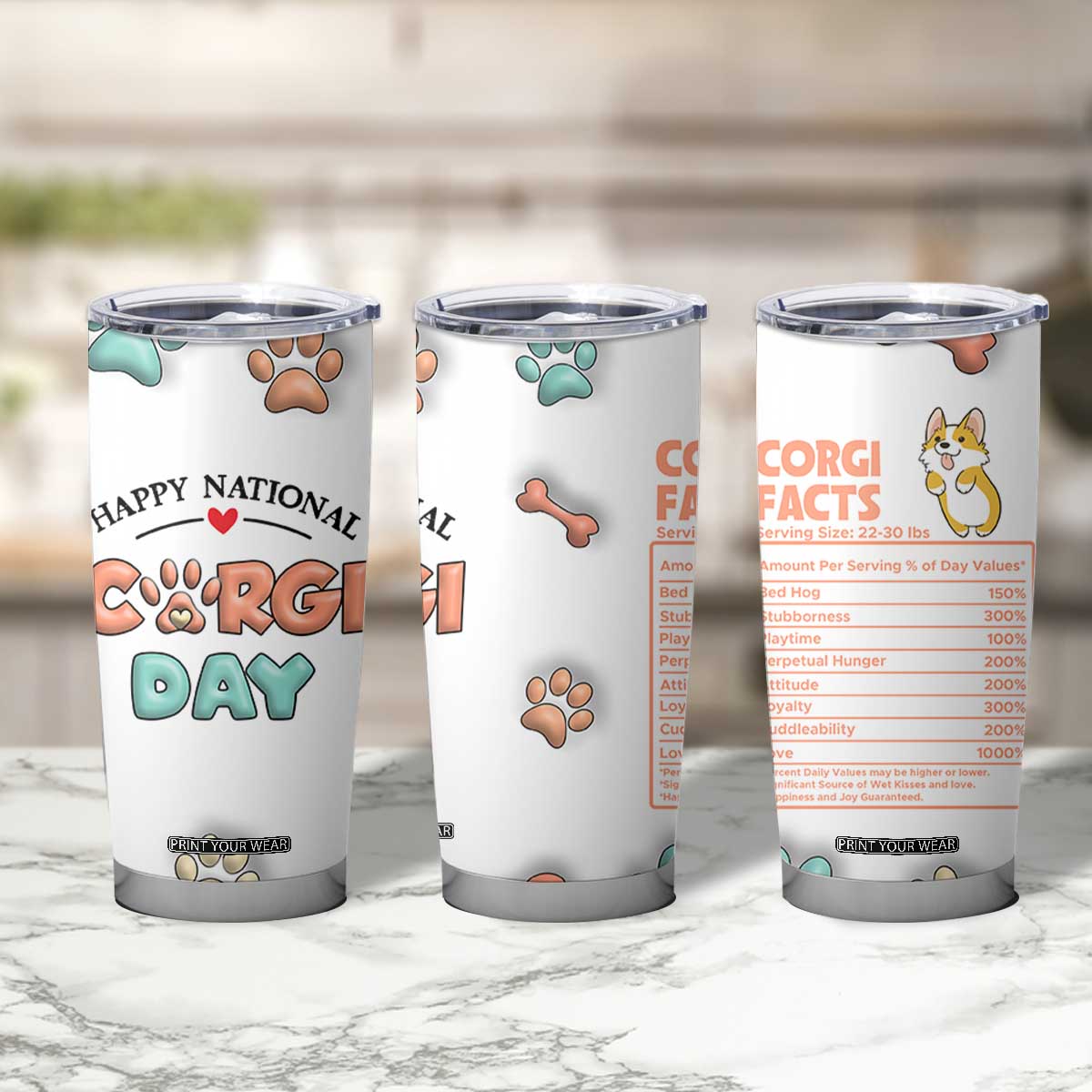Corgi Lovers Tumbler Cup 3D Inflated Effect Cute Dog Lovers Gift Happy National Corgi Day TB10 Print Your Wear