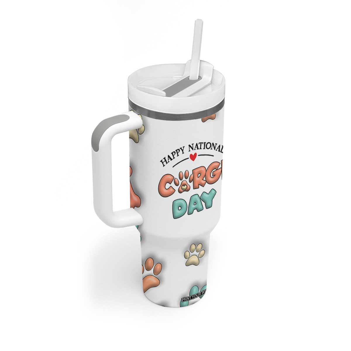 Corgi Lovers Tumbler With Handle 3D Inflated Effect Cute Dog Lovers Gift Happy National Corgi Day TB10 Print Your Wear