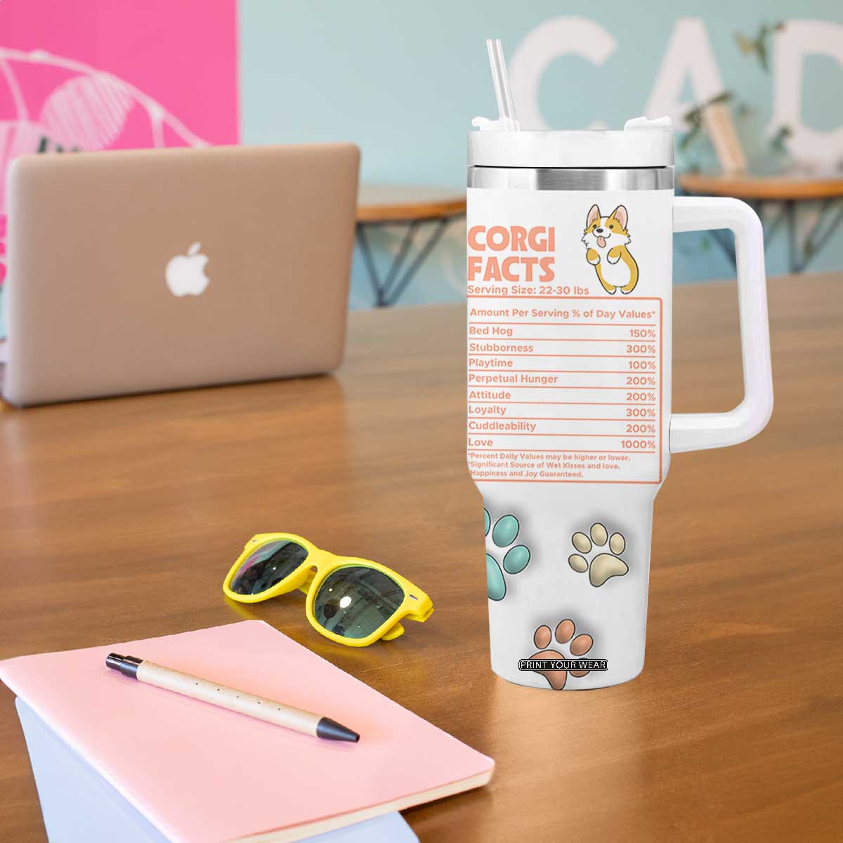 Corgi Lovers Tumbler With Handle 3D Inflated Effect Cute Dog Lovers Gift Happy National Corgi Day TB10 Print Your Wear