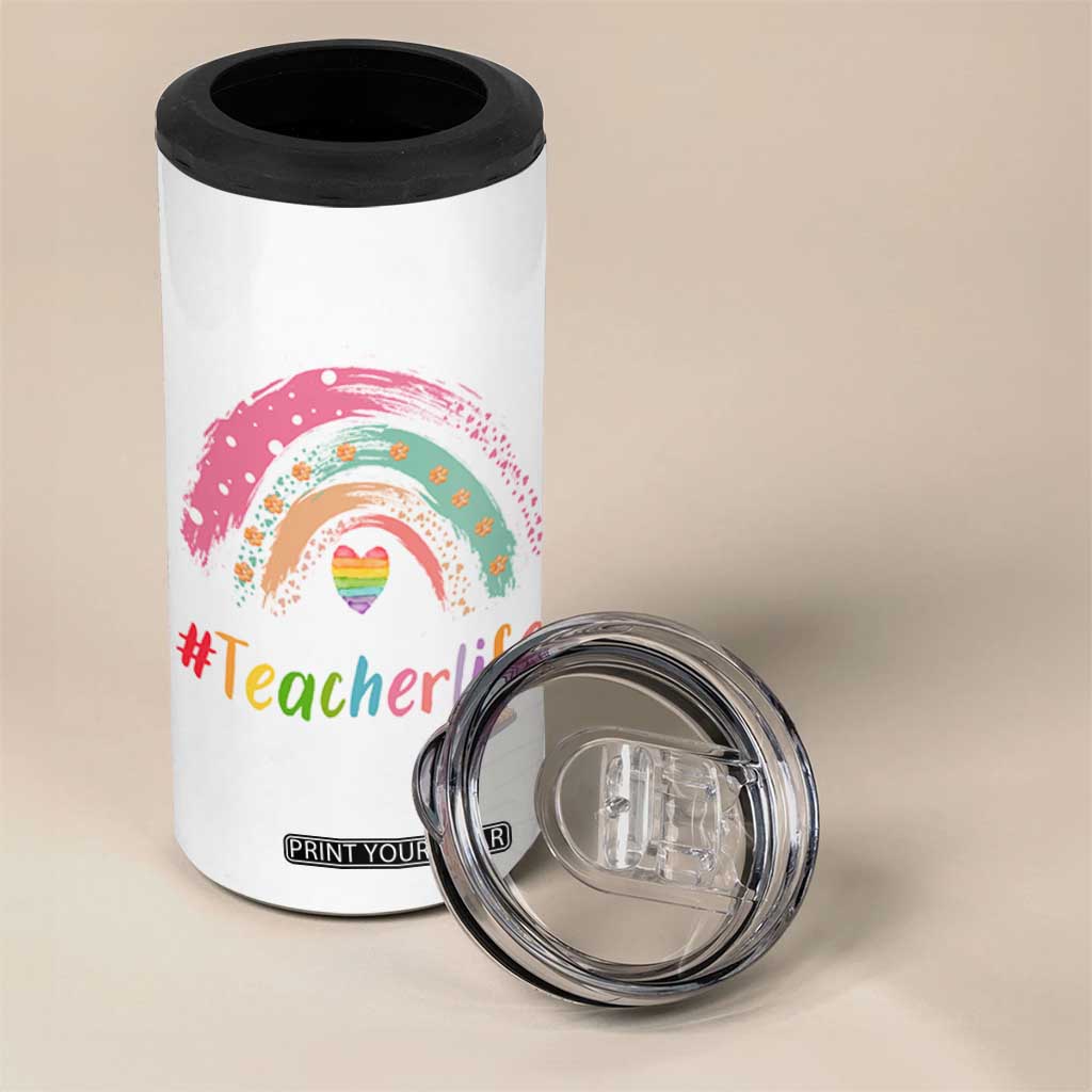 Teacher Life 4 in 1 Can Cooler Tumbler It Takes A Big Heart To Shape Little Minds Teacher Gifts TB10 Print Your Wear