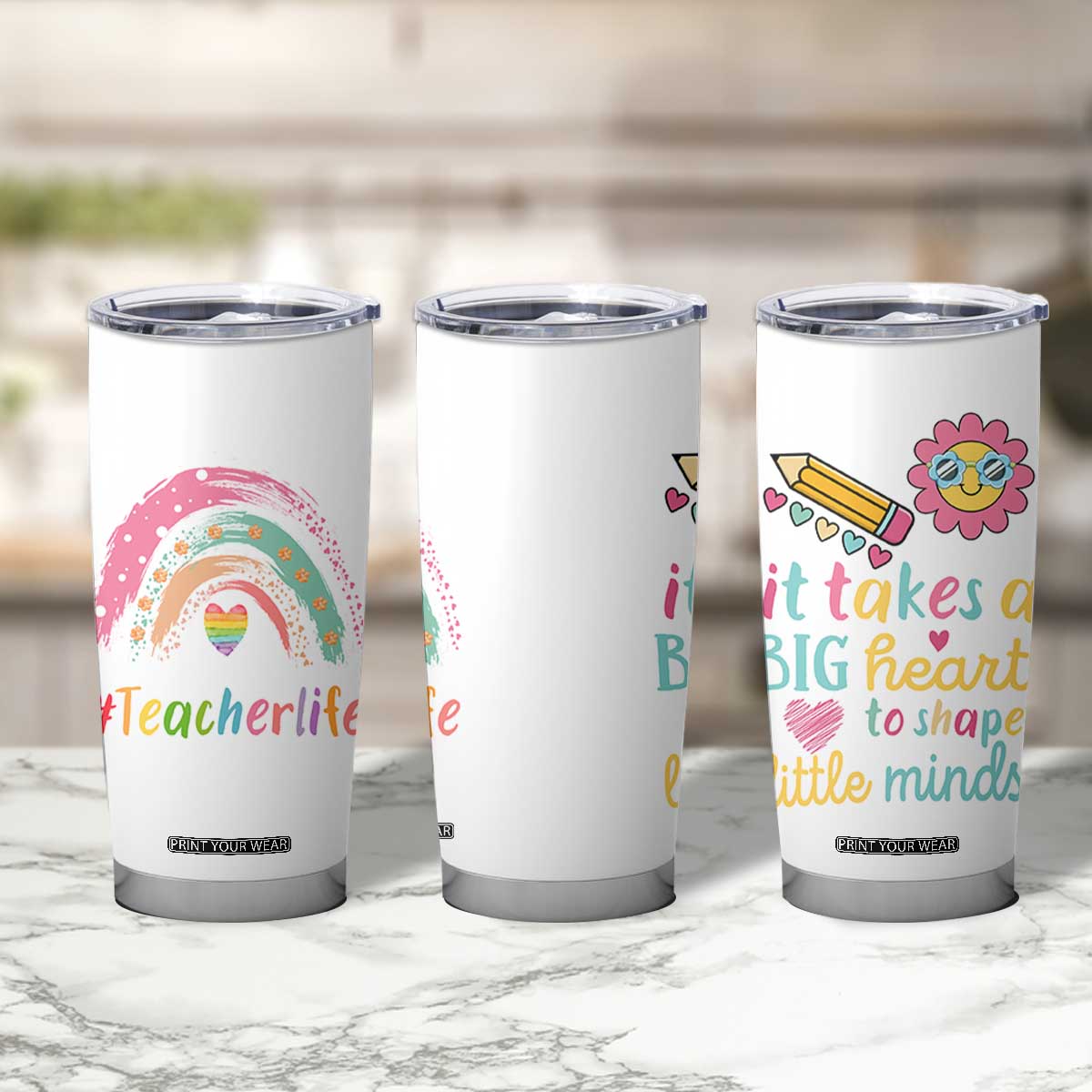Teacher Life Tumbler Cup It Takes A Big Heart To Shape Little Minds Teacher Gifts TB10 Print Your Wear