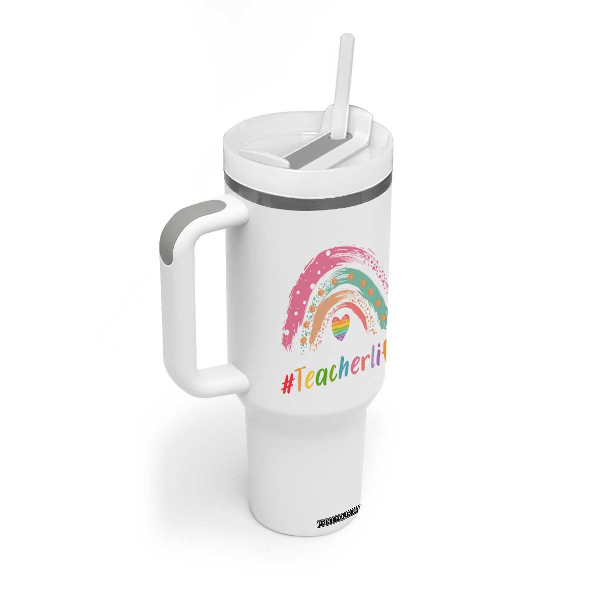 Teacher Life Tumbler With Handle It Takes A Big Heart To Shape Little Minds Teacher Gifts TB10 Print Your Wear