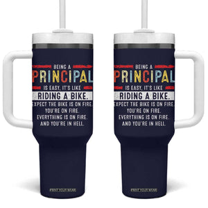 Funny Principal Gifts Tumbler With Handle School Principals Day Being A Principal Is Easy Like Riding A Bike TB10 One Size: 40 oz Navy Print Your Wear