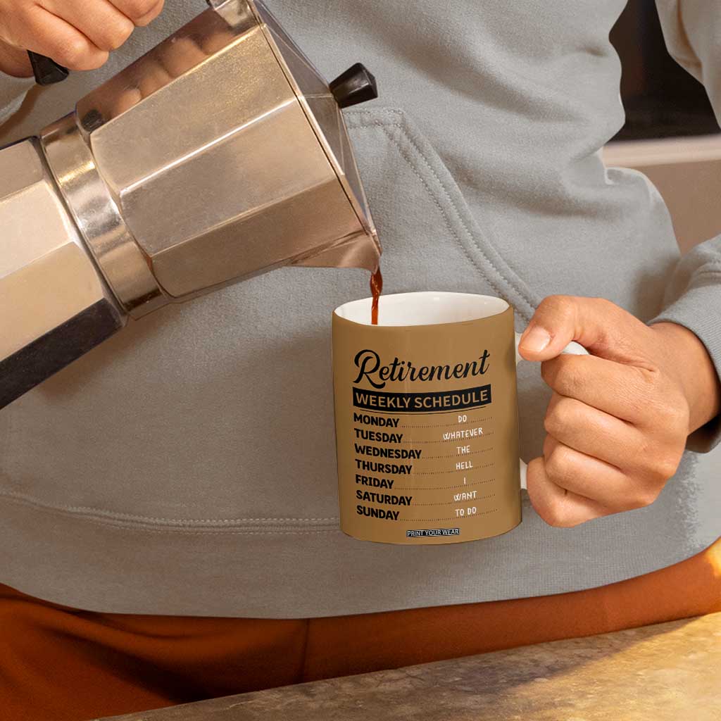 Retirement Gifts For Men Coffee Mug Retirement Weekly Schedule Coworker Leaving Goodbye Gift TB10 Print Your Wear