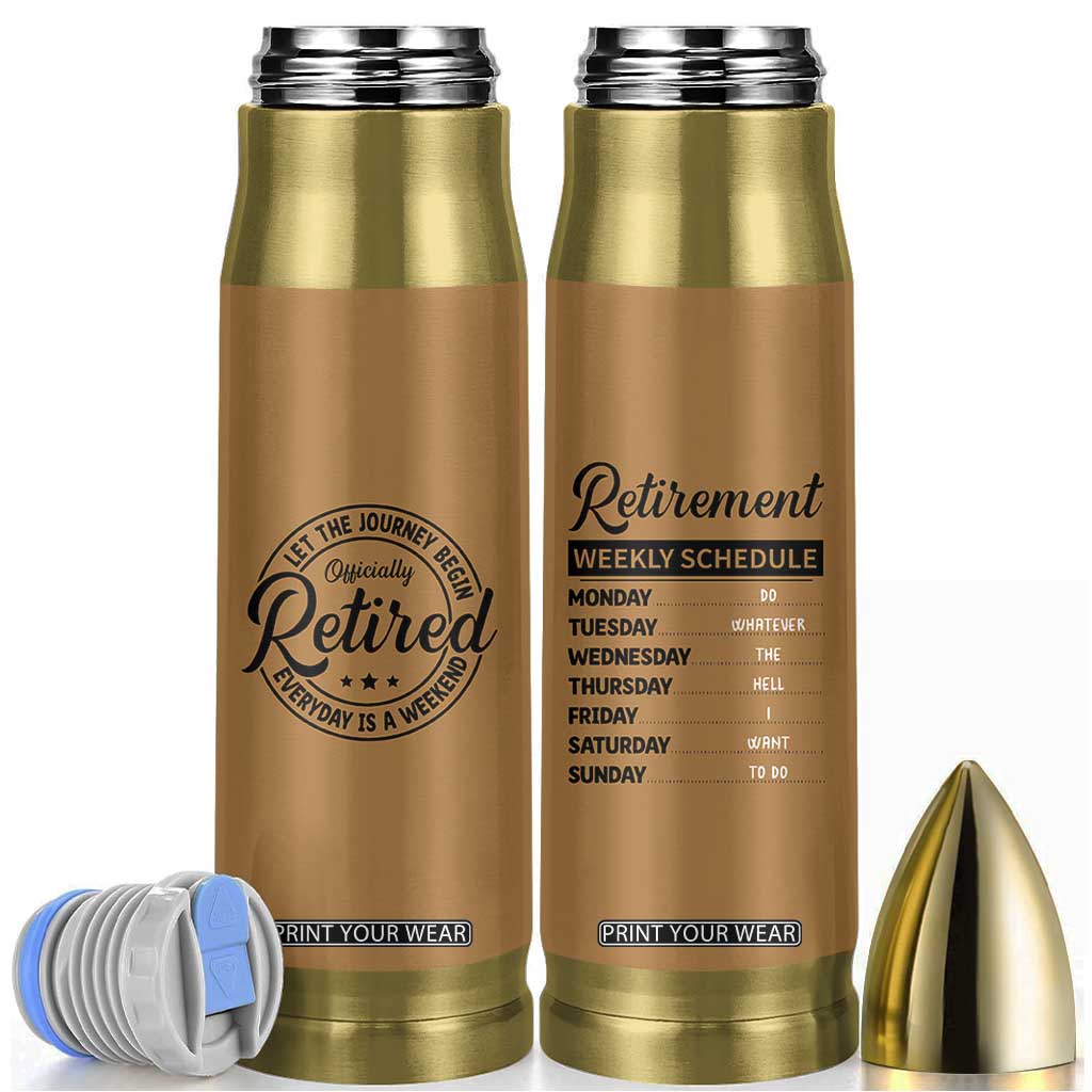 Retirement Gifts For Men Bullet Tumbler Retirement Weekly Schedule Coworker Leaving Goodbye Gift TB10 Brown Print Your Wear