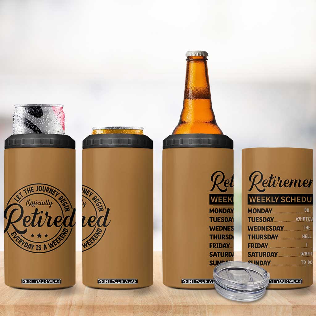 Retirement Gifts For Men 4 in 1 Can Cooler Tumbler Retirement Weekly Schedule Coworker Leaving Goodbye Gift TB10 Print Your Wear