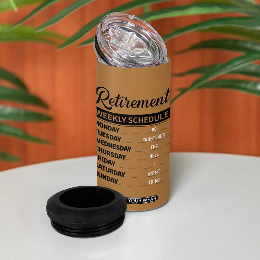 Retirement Gifts For Men 4 in 1 Can Cooler Tumbler Retirement Weekly Schedule Coworker Leaving Goodbye Gift TB10 Print Your Wear