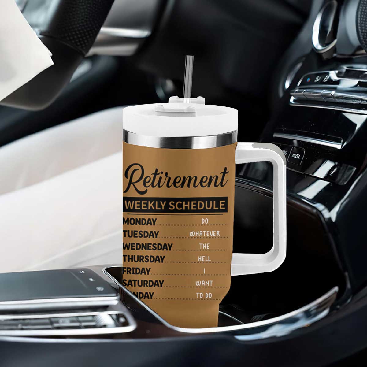 Retirement Gifts For Men Tumbler With Handle Retirement Weekly Schedule Coworker Leaving Goodbye Gift TB10 Print Your Wear