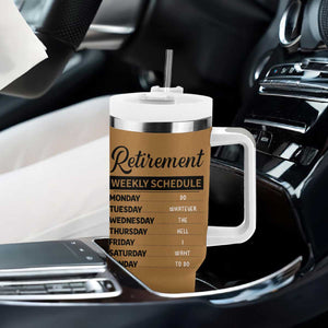 Retirement Gifts For Men Tumbler With Handle Retirement Weekly Schedule Coworker Leaving Goodbye Gift TB10 Print Your Wear