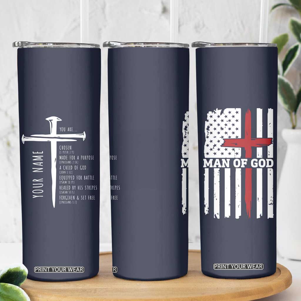 Personalized Christian Gifts For Men Skinny Tumbler Custom Name Man Of God Bible Verse Religious Gift TB10 Print Your Wear