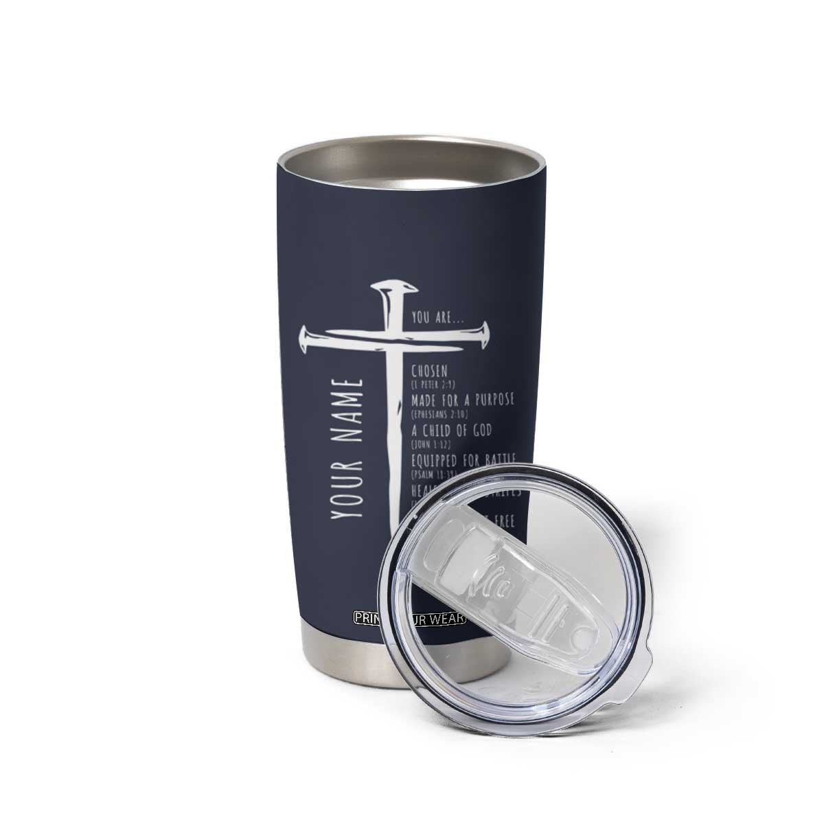 Personalized Christian Gifts For Men Tumbler Cup Custom Name Man Of God Bible Verse Religious Gift TB10 Print Your Wear