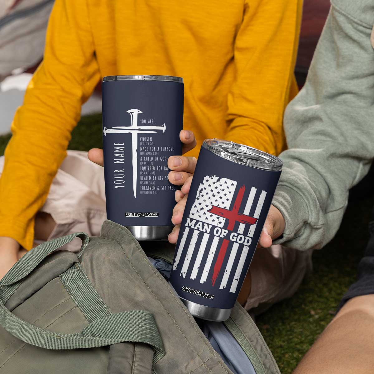 Personalized Christian Gifts For Men Tumbler Cup Custom Name Man Of God Bible Verse Religious Gift TB10 Print Your Wear